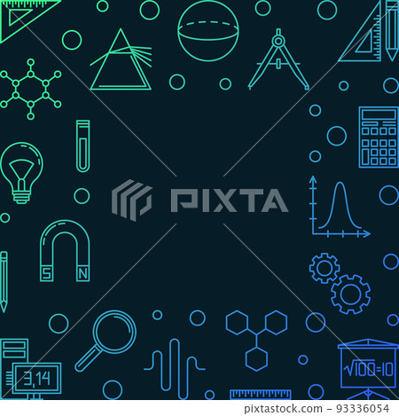 STEM learning colorful square frame. Vector outline illustration STEM learning colorful square frame. Vector outline illustration 93336054
