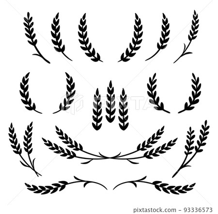 wheat and barley, rye stalks set silhouettes wheat and barley, rye stalks set silhouettes 93336573