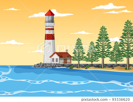 Lighthouse on the coast scene Lighthouse on the coast scene 93336620