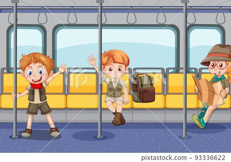Inside bus with people cartoon 93336622