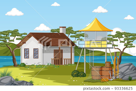 Lifeguard tower in the forest Lifeguard tower in the forest 93336625