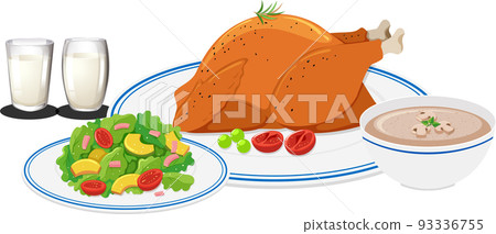 Healthy food concept with chicken and salad 93336755