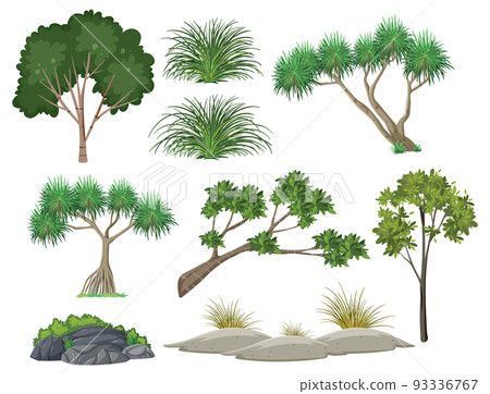 Isolated trees and nature objects set 93336767