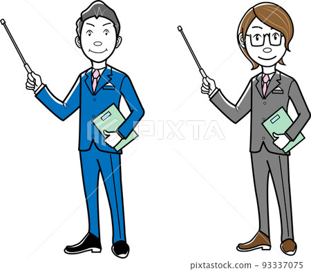Businessman giving a presentation with a pointing stick 93337075