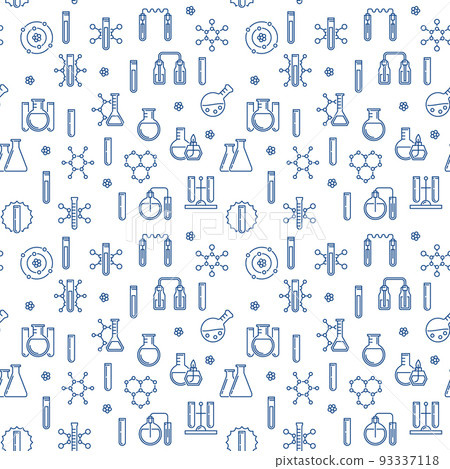 Science and Chemistry vector outline seamless pattern Science and Chemistry vector outline seamless pattern 93337118
