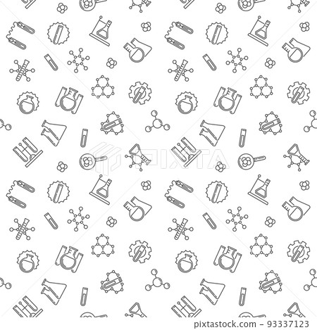 Chemistry vector minimal seamless pattern in thin line style 93337123
