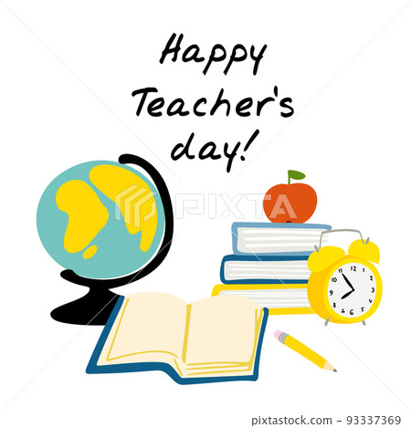 Happy teachers day illustration with school 93337369