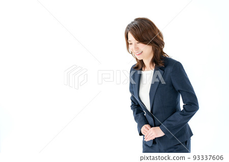 Greeting bow bow business woman white background 93337606