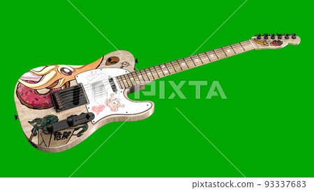 electric guitar isolated on green electric guitar isolated on green 93337683