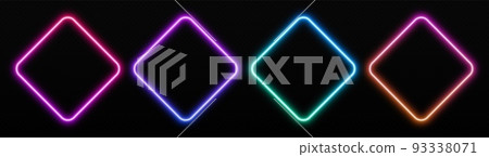 Gradient neon rhombus frames set. Glowing... - Stock Illustration ...