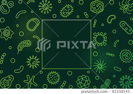 Bacterial cells green frame. Vector microbiology illustration 93338545