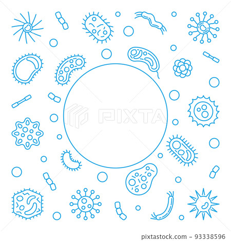 Pathogenicity blue square frame. Vector outline illustration 93338596