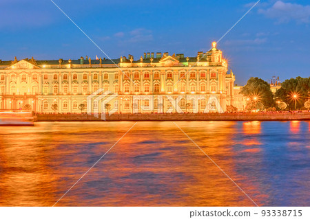 Winter Palace and Neva River in St. Petersburg during the White Night, Russian. Winter Palace and Neva River in St. Petersburg during the White Night, Russian. 93338715