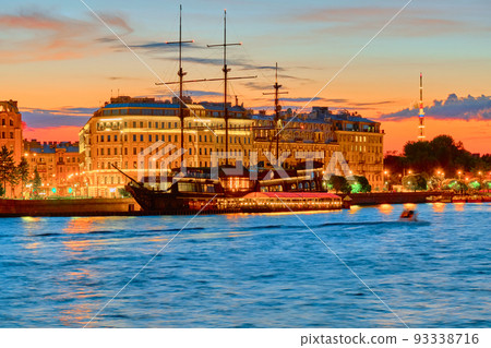 The Flying Dutchman restaurant and the house of Gazprom CEO Miller in St. Petersburg during the White Night, Russian. The Flying Dutchman restaurant and the house of Gazprom CEO Miller in St. Petersburg during the White Night, Russian. 93338716