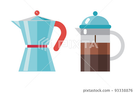 Moka Pot and French Press Coffee Makers Icons 93338876