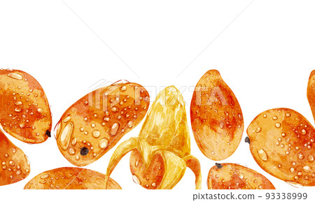 Hand drawn watercolor style pattern of juicy mango 93338999