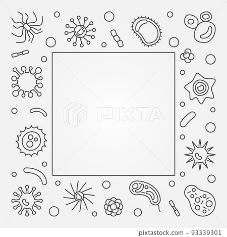 Bacterial cells square frame. Vector concept line illustration 93339301