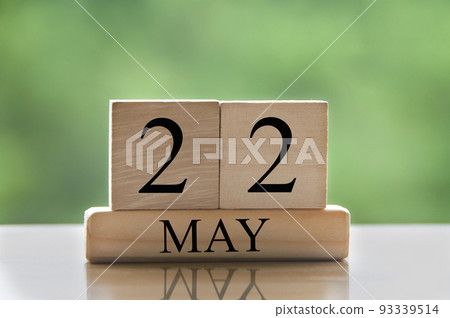 May 22 calendar date text on wooden blocks with blurred nature background. Copy space and calendar concept May 22 calendar date text on wooden blocks with blurred nature background. Copy space and calendar concept 93339514