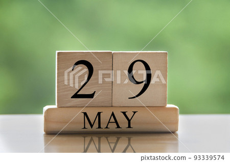 May 29 calendar date text on wooden blocks with blurred nature background. Copy space and calendar concept May 29 calendar date text on wooden blocks with blurred nature background. Copy space and calendar concept 93339574