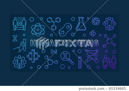 Human cloning colorful outline illustration. Vector banner Human cloning colorful outline illustration. Vector banner 93339985