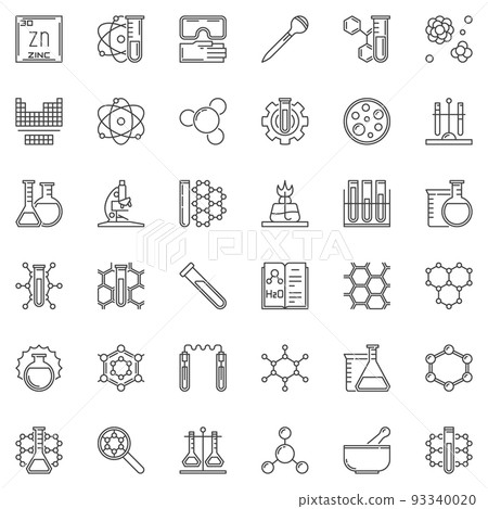Science and Chemistry vector concept outline icons 93340020