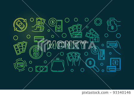 Money colorful banner. Vector illustration on dark background 93340146