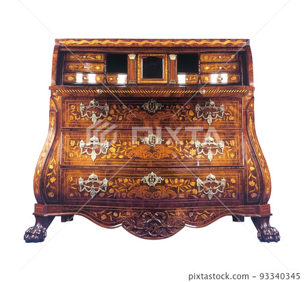 Antique style secretary desk isolated on white 93340345