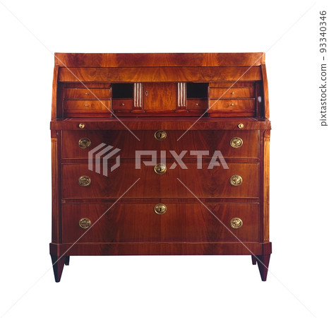 Antique style secretary desk isolated on white 93340346