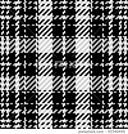 Plaid check pattern in black and white. Seamless texture fabric background. Plaid check pattern in black and white. Seamless texture fabric background. 93340449