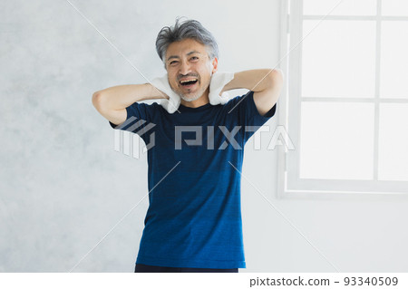 gray haired man in sportswear gray haired man in sportswear 93340509