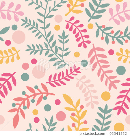 Twigs and dots seamless pattern 93341352