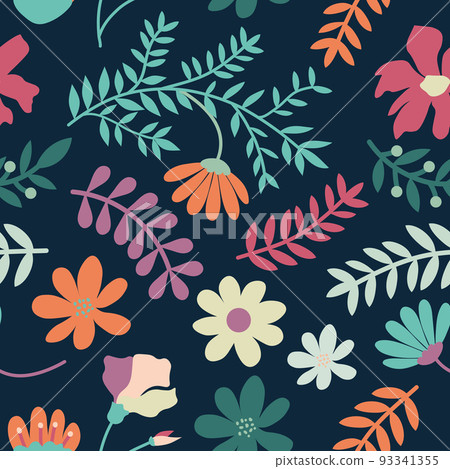 Flowers and twigs seamless pattern Flowers and twigs seamless pattern 93341355
