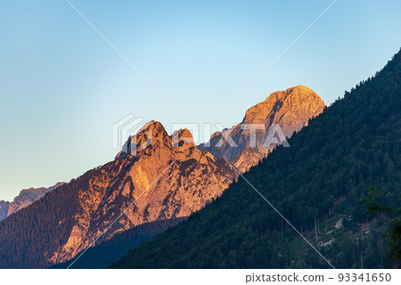 Mountain Range and the Peak of the Mount Mangart - Italy-Slovenia Border Mountain Range and the Peak of the Mount Mangart - Italy-Slovenia Border 93341650
