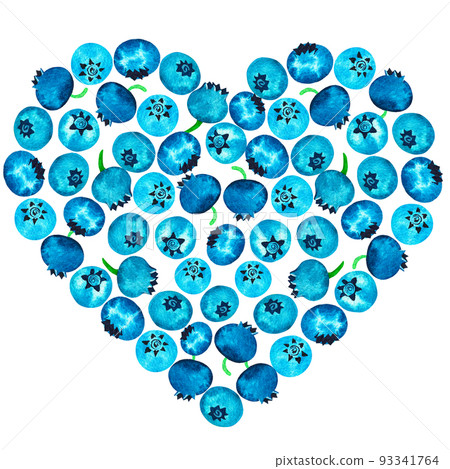 Blueberry frame. Watercolor vintage illustration. Isolated on a white background. For your design. Blueberry frame. Watercolor vintage illustration. Isolated on a white background. For your design. 93341764