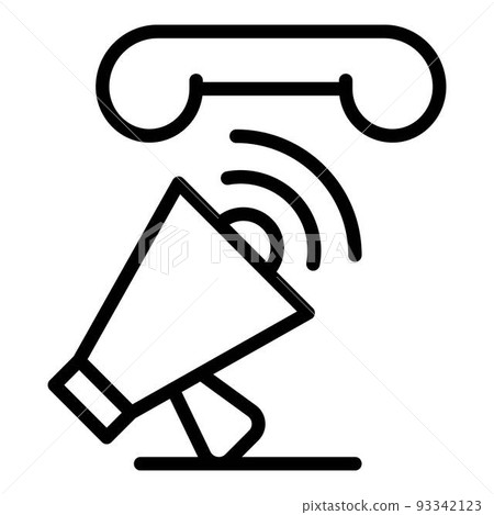 Megaphone and handset icon, outline style 93342123