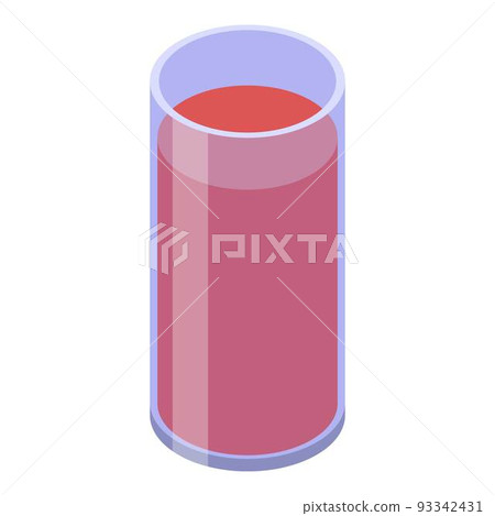 Raspberry juice glass icon, isometric style Raspberry juice glass icon, isometric style 93342431