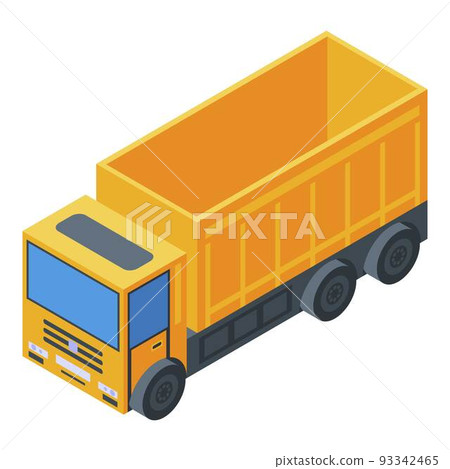 Yellow tipper icon, isometric style Yellow tipper icon, isometric style 93342465