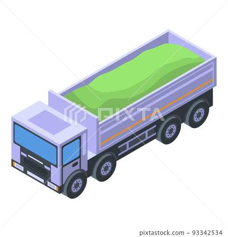 Lorry tipper icon, isometric style Lorry tipper icon, isometric style 93342534
