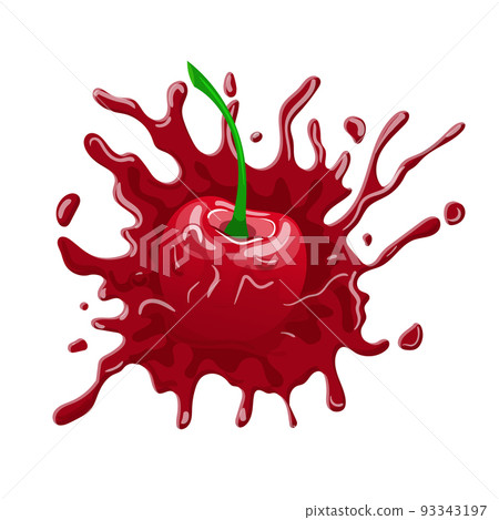 cherry splash cartoon vector illustration cherry splash cartoon vector illustration 93343197