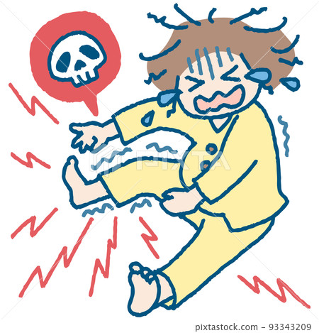 Illustration of a pregnant woman suffering from cramps 93343209