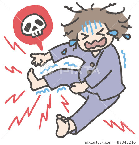 Illustration of a pregnant woman suffering from cramps 93343210