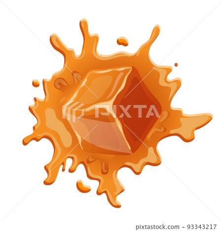 caramel cube splash cartoon vector illustration 93343217