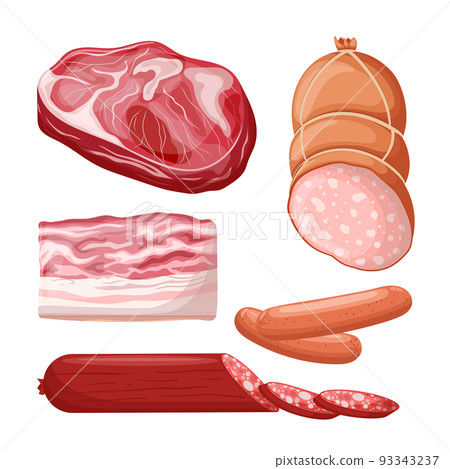 sausages meat set cartoon vector illustration 93343237