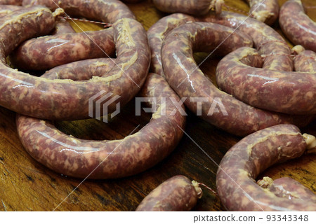 Handmade sausage preparation, Argentine tradition, Pampas, Patagonia Handmade sausage preparation, Argentine tradition, Pampas, Patagonia 93343348