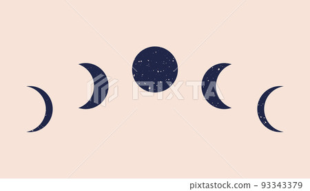 Vector modern moon minimal art background. Moon cycle minimalist design boho abstract contemporary 93343379