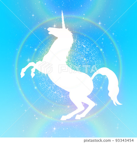 綠松石背景上的獨角獸剪影插圖素材 綠松石背景上的獨角獸剪影插圖素材 93343454