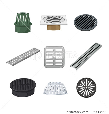 drainage grate water set cartoon vector illustration drainage grate water set cartoon vector illustration 93343458