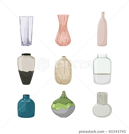 vase flower ceramic set cartoon vector illustration 93343745