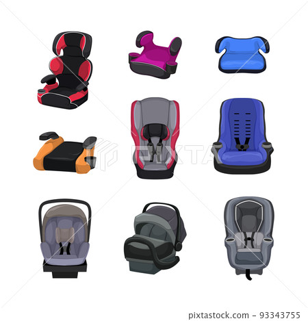 baby car seat set cartoon vector illustration 93343755