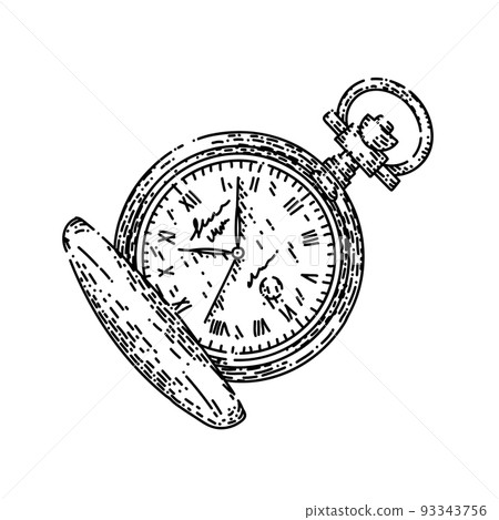 gold watch pocket sketch hand drawn vector gold watch pocket sketch hand drawn vector 93343756